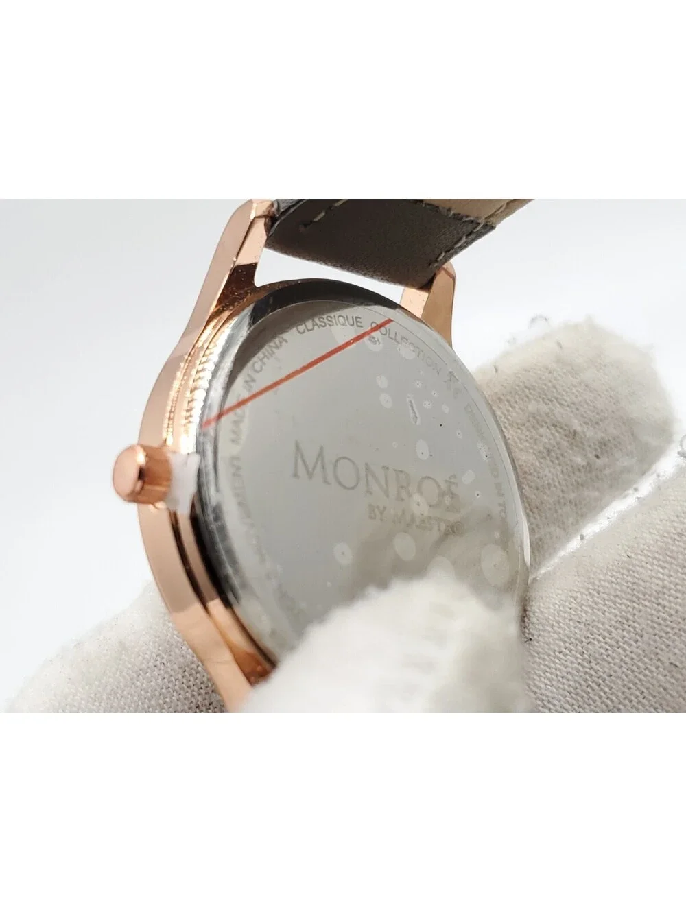 Monroe Classique Quartz Watch New Battery Rose Gold Tone Gray Band 36mm